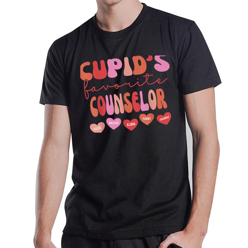 Cupid'S Favorite School Counselor Retro Valentines Day T-Shirt