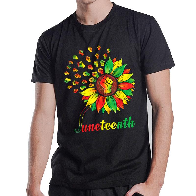 Cute Juneteenth Fist Sunflower Black African American T-Shirt