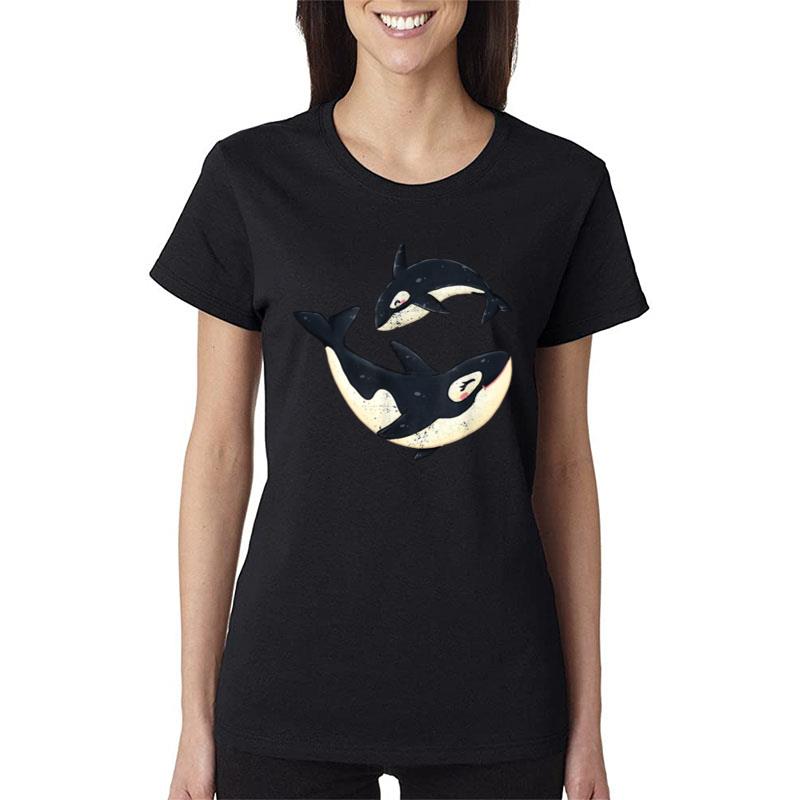 Cute Orcas Design Funny Sea Animal Whale Orca Women T-Shirt