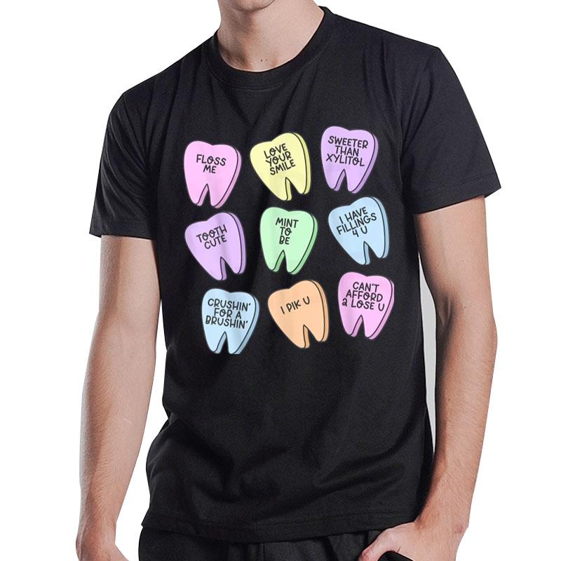 Cute Valentines Day Teeth Heart Tooth Dental Squad Dentist T-Shirt