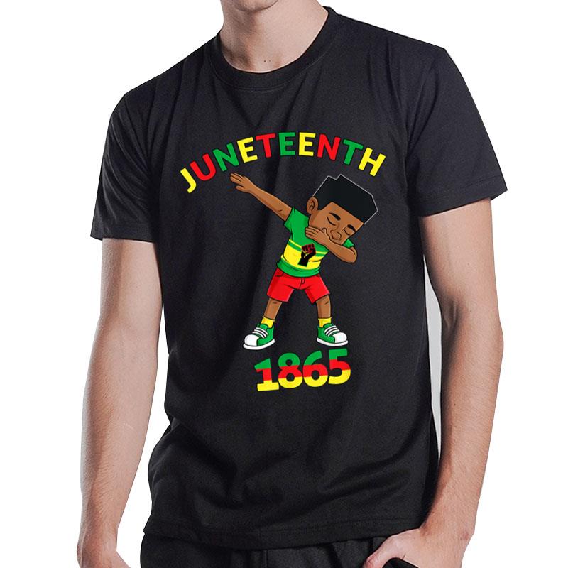 Dabbing Black King Juneteenth 1865 Brown Skin Teen T-Shirt