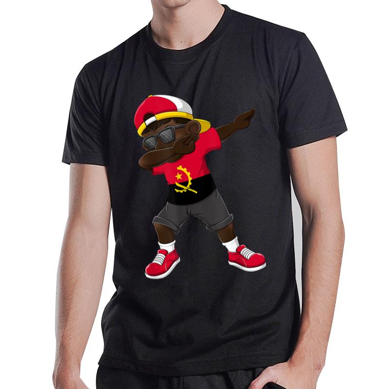 Dabbing Boy Angolan Angola Flag Kids Dab Dance T-Shirt