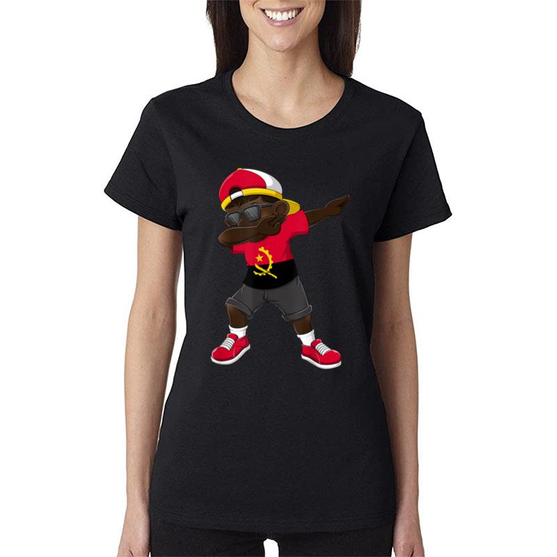 Dabbing Boy Angolan Angola Flag Kids Dab Dance Women T-Shirt