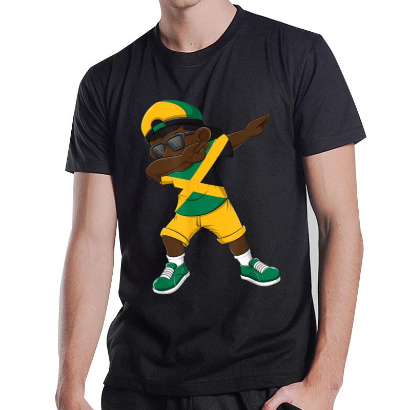 Dabbing Boy Jamaican Jamaica Flag Kids Dab Dance T-Shirt