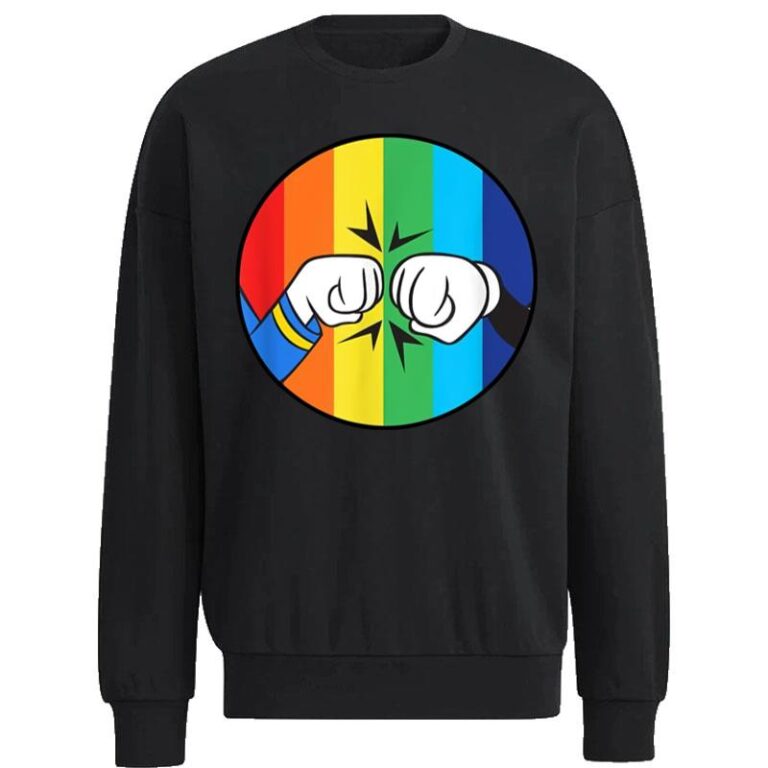 Disney Mickey Mouse Donald Duck Fist Bump Rainbow Sweatshirt