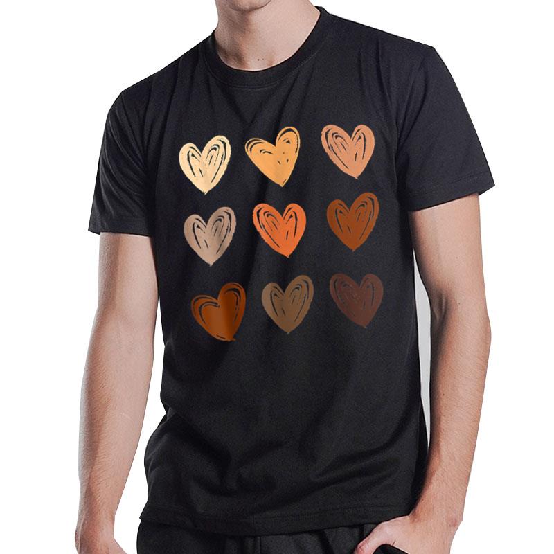 Diversity Heart Skin Tones Black Pride Melanin Kindness Afro T-Shirt