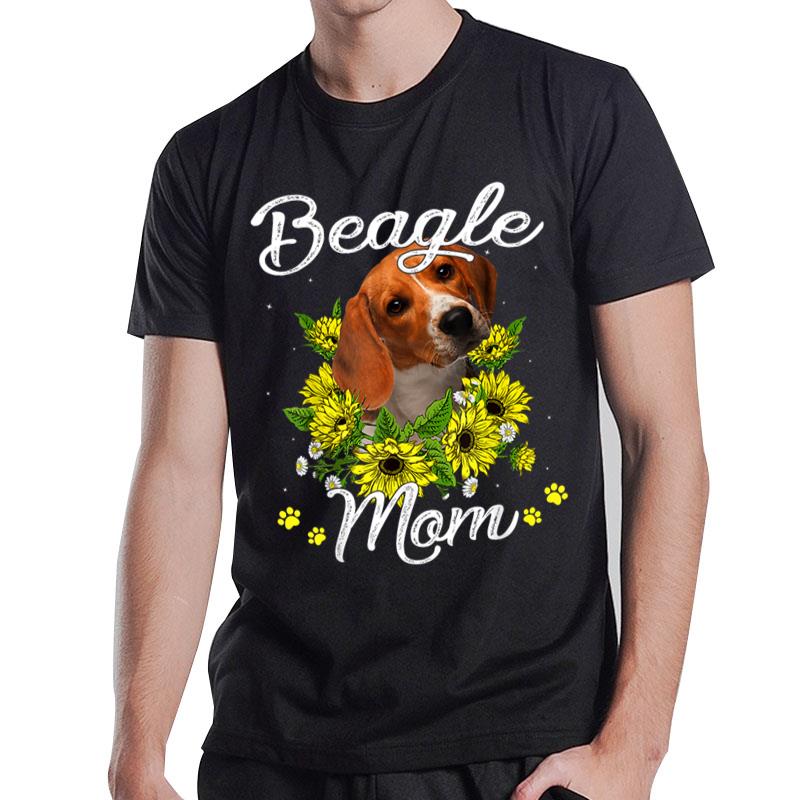 Dog Mom Mother's Day Gift Sunflower Beagle Mom T-Shirt