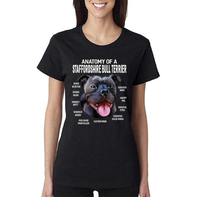 Dogs 365 Anatomy of a Staffordshire Bull Terrier Dog Funny Women T-Shirt