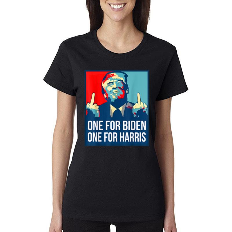 Donald Trump Middle Finger Biden Harris America Republican Women T-Shirt