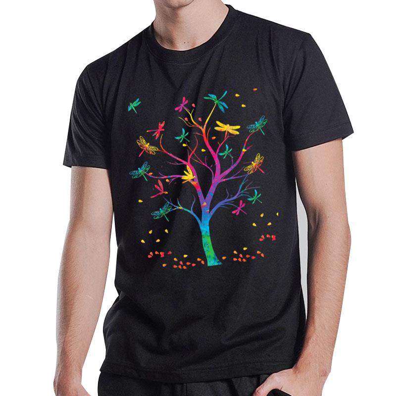 Dragonfly Tree Colorful T-Shirt