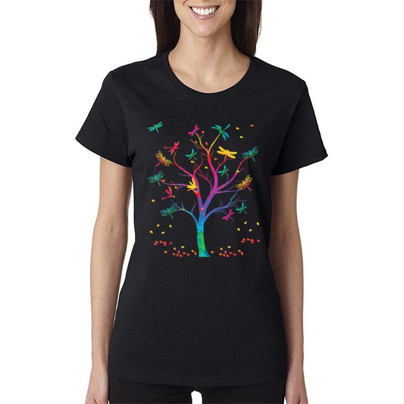 Dragonfly Tree Colorful Women T-Shirt
