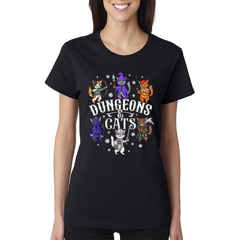 Dungeons And Cats Cat Gaming Tshirt Fantasy Gamer Women T-Shirt