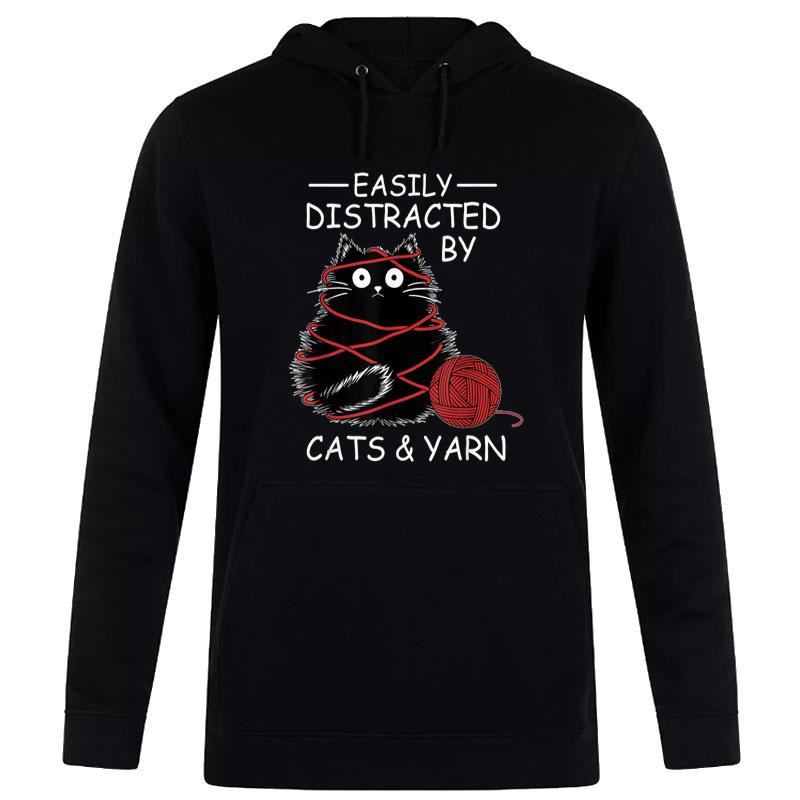 Easily Distracted By Cats And Yarn Kitten Lover Crochet Women T-Shirt