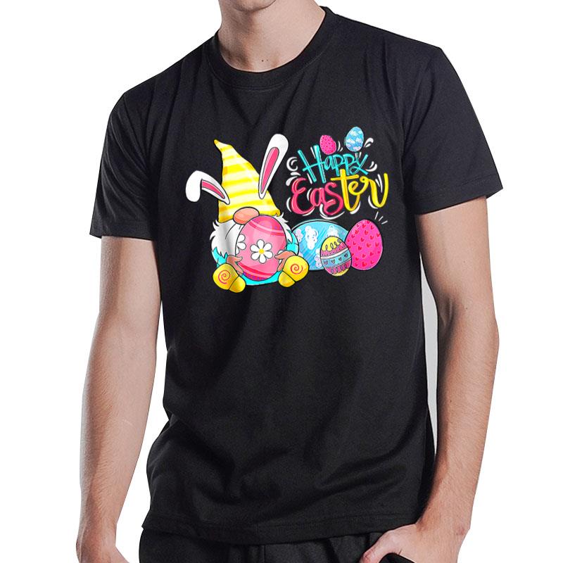 Easter Bunny Spring Gnome Easter Egg Hunting And Basket T-Shirt