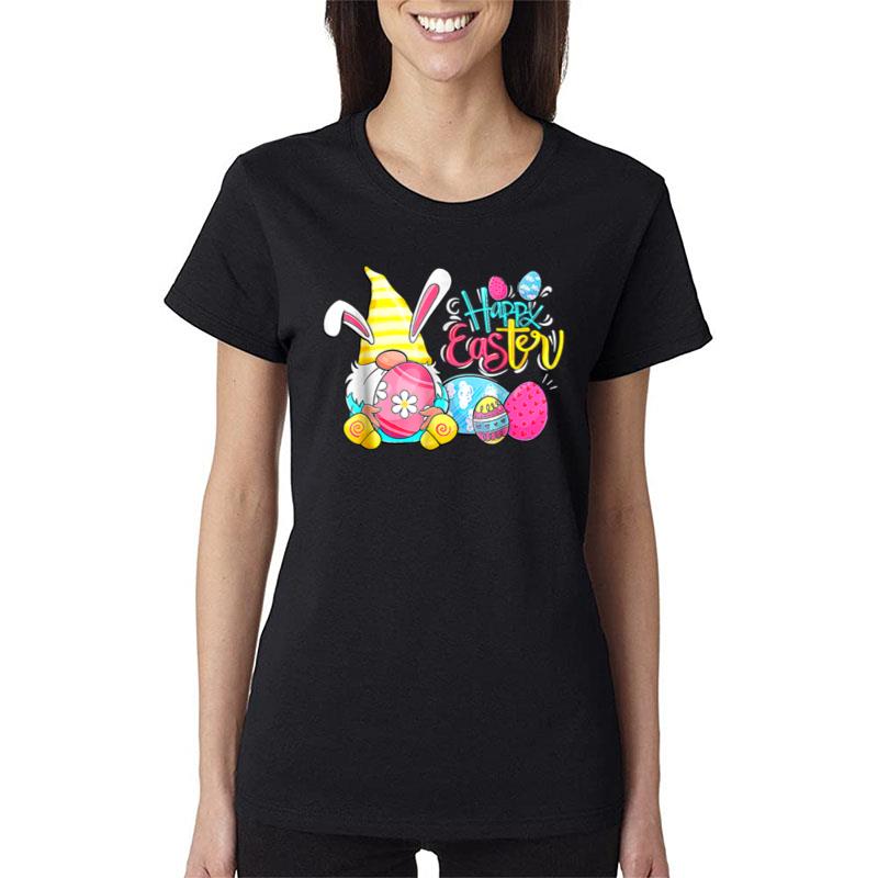 Easter Bunny Spring Gnome Easter Egg Hunting And Basket Women T-Shirt