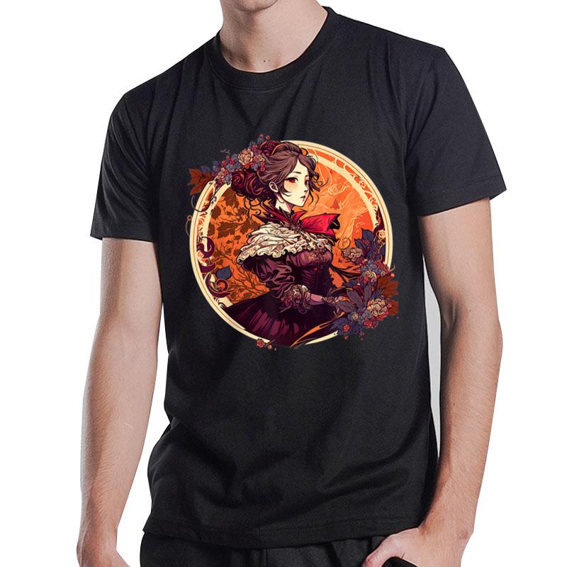 Elegant Anime Lady Flowers Female Nobel T-Shirt