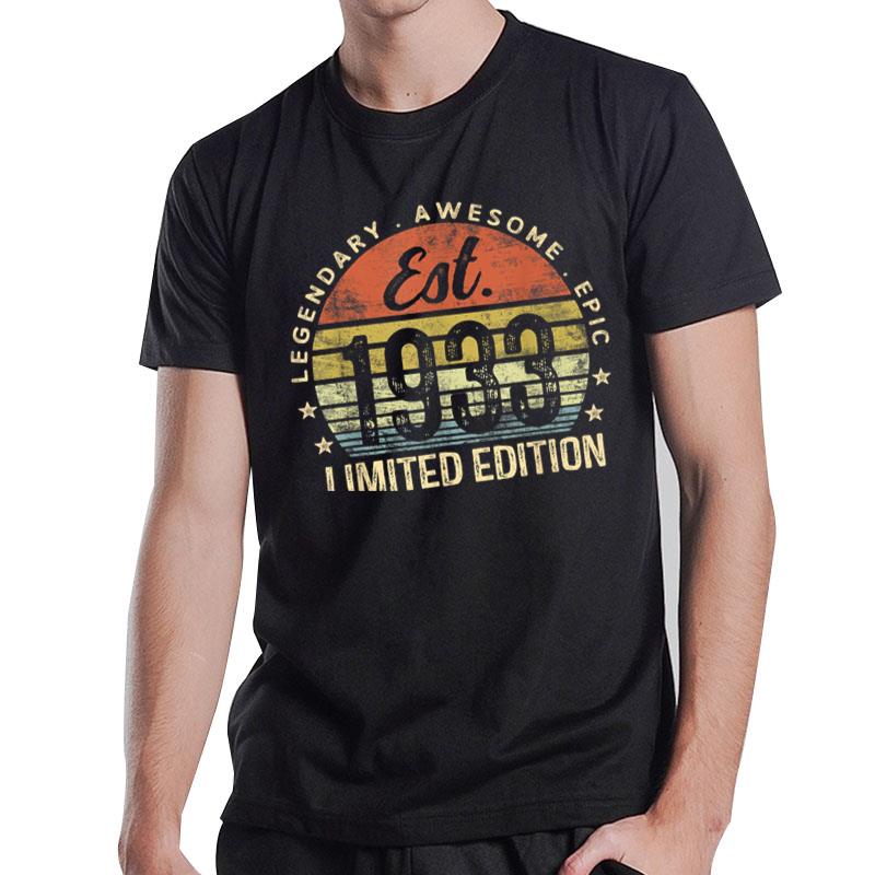 Est 1933 Limited Edition 90Th Birthday Vintage 90 Year Old T-Shirt