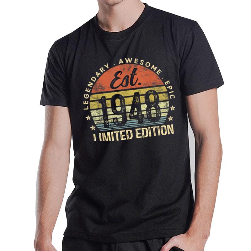 Est 1948 Limited Edition 75Th Birthday Vintage 75 Year Old T-Shirt