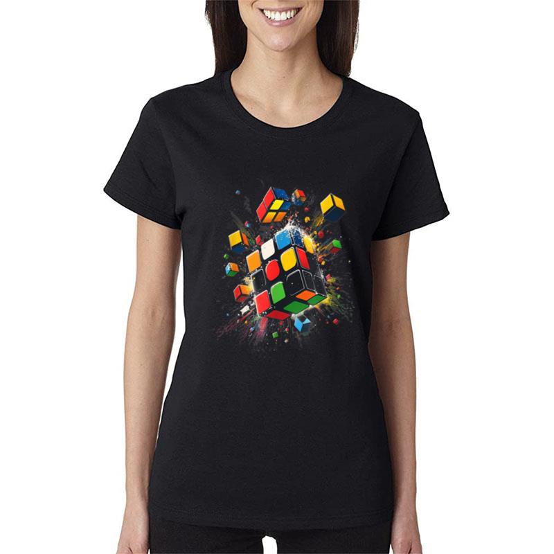 Exploding Speed Cube Puzzle Melting Cube Series Women T-Shirt