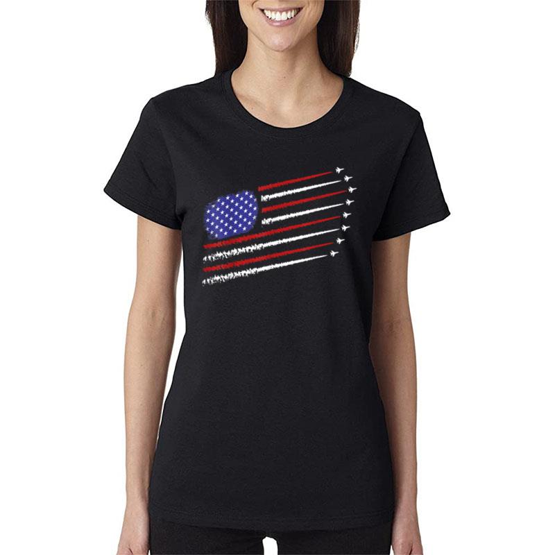 Fighter Jets With Usa American Flag 4Th Of July Celebration Women T-Shirt