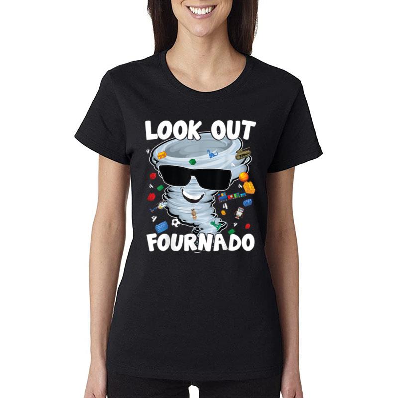 Four Nado Tornado 4Th Birthday Party Theme I'M 4 Years Old Women T-Shirt