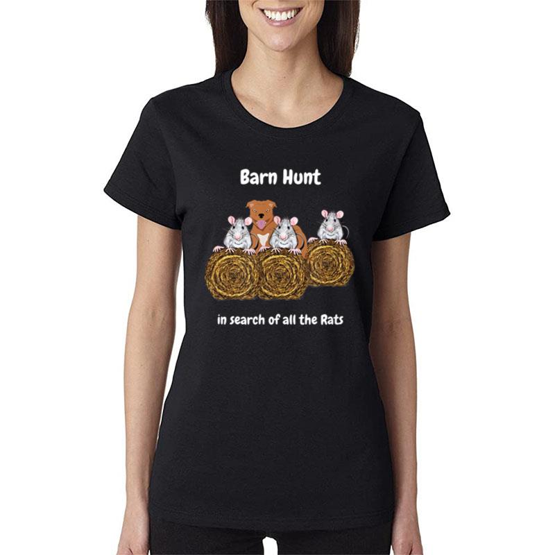 Funny Barn Hunt In Search Of Rats Red Staff Bull Terrier Women T-Shirt