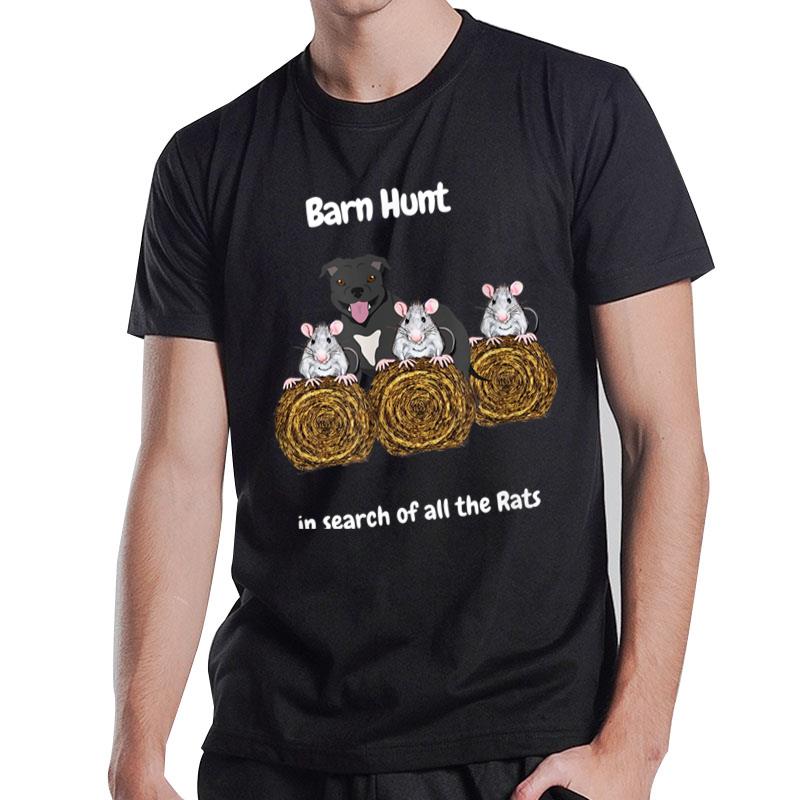 Funny Barn Hunt In Search Of Rats With Staff. Bull Terrier T-Shirt