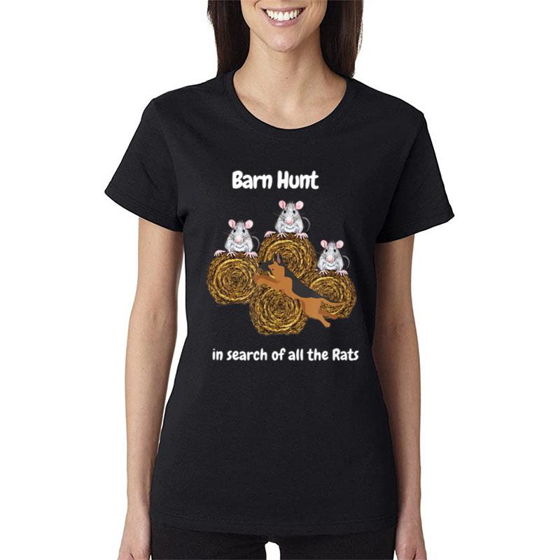 Funny Barn Hunt In Search Of Rats With Tan German Shepherd Women T-Shirt