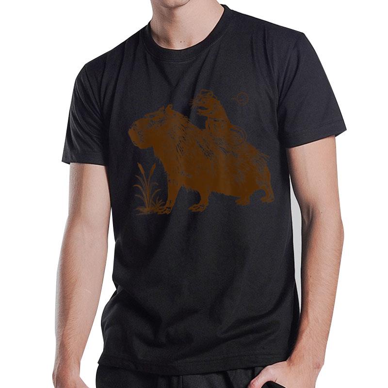 Funny Capybara Cowboy Cowgirl Rat Mouse Western Country T-Shirt