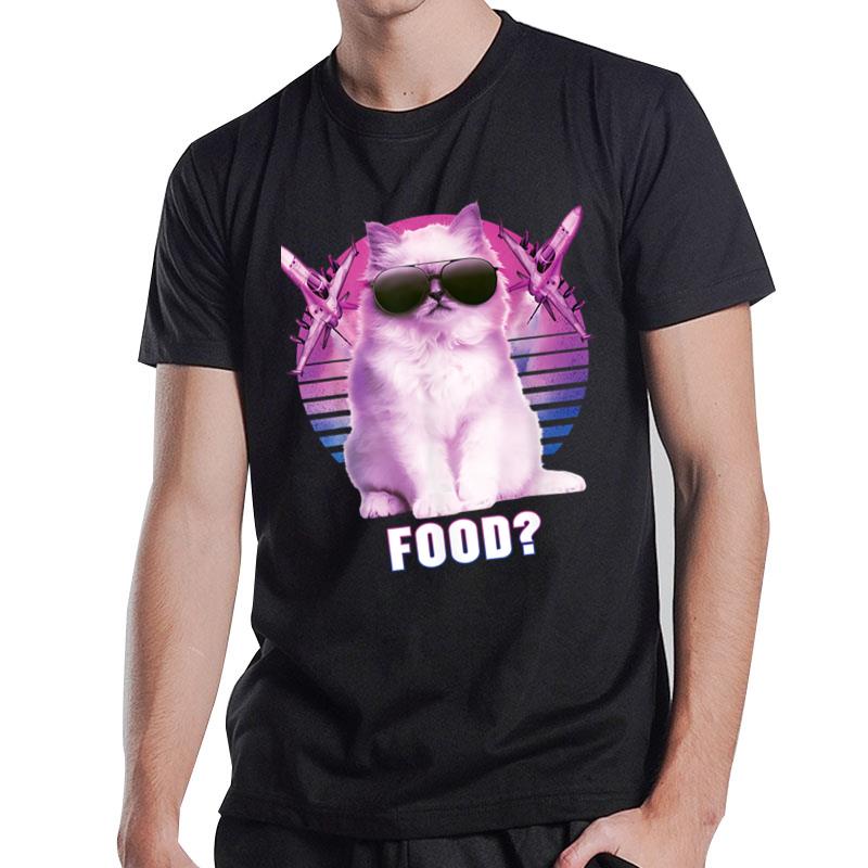 Funny Cat Wearing Sunglasses With Jets Pink Cute Hungry Cat T-Shirt