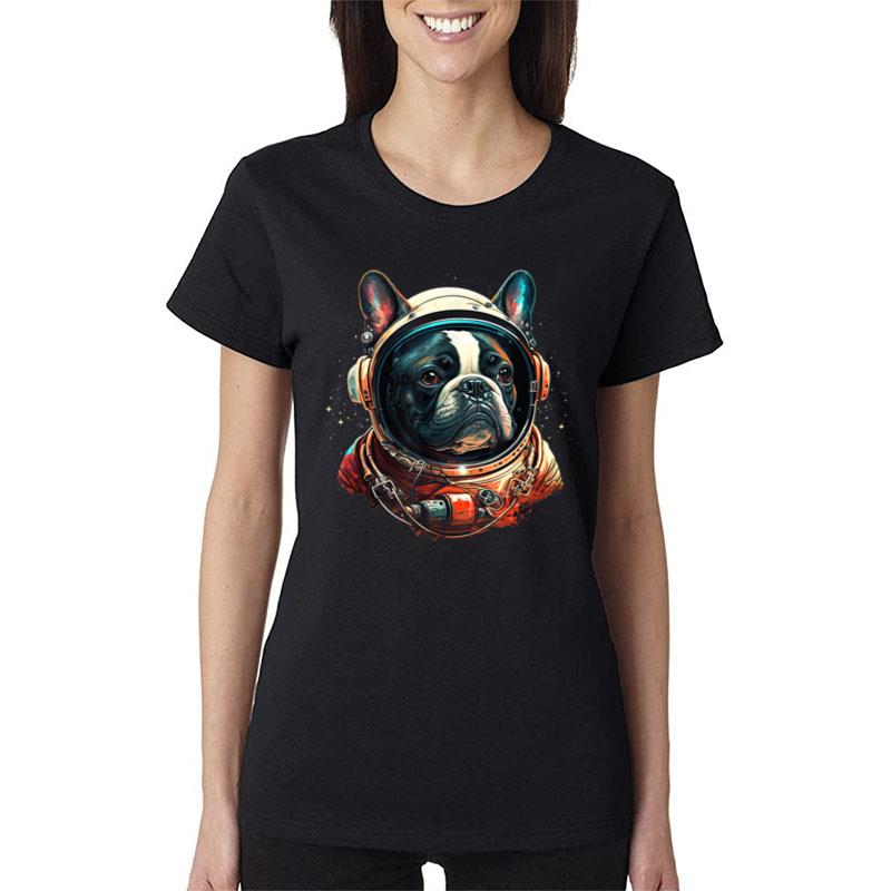 Funny French Bulldog Frenchie Astronaut In The Space Women T-Shirt