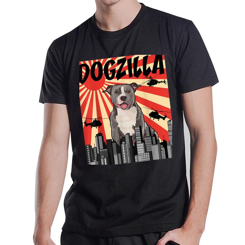 Funny Retro Japanese Dogzilla Staffordshire Bull Terrier T-Shirt