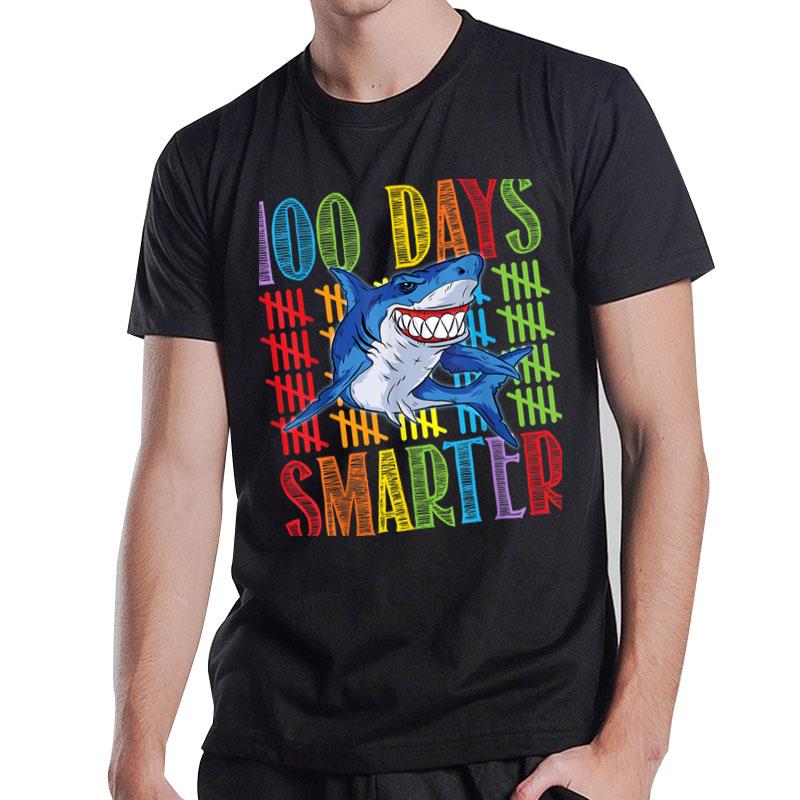 Funny Shark 100 Days Smarter 100 Days Of School T-Shirt