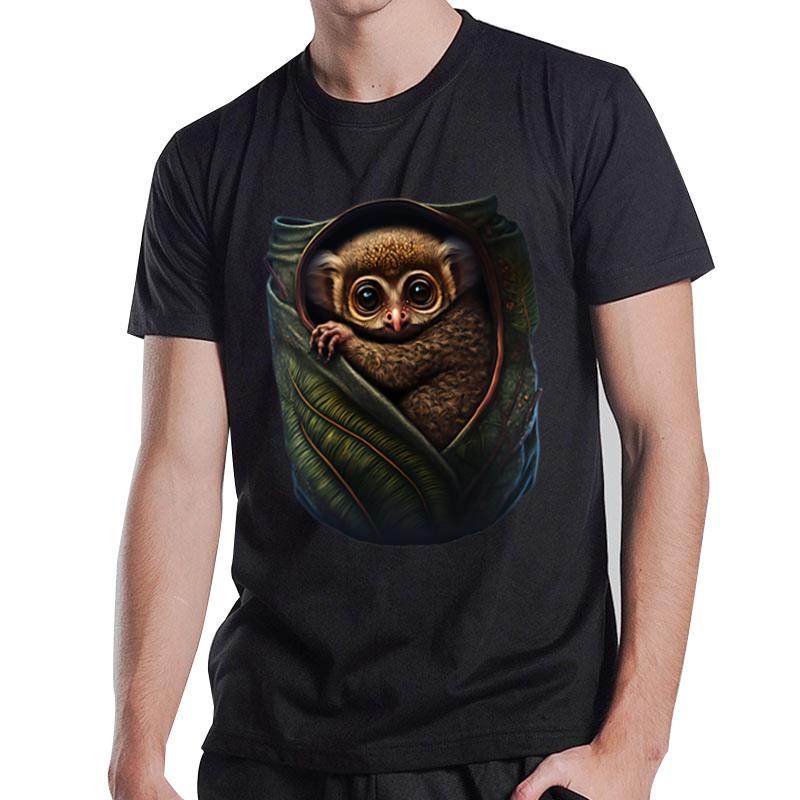 Funny Tarsier In The Breast Pocket Nest Tarsier T-Shirt