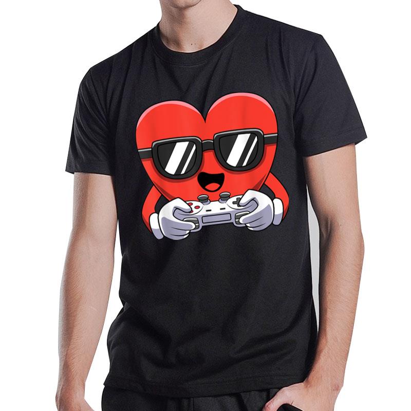 Funny Valentines Day Heart Video Gamer T-Shirt