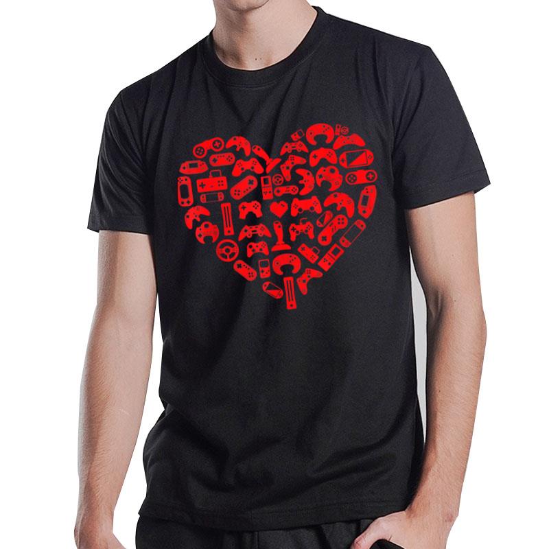 Gamer Video Games Heart Valentines Day Lover Men T-Shirt