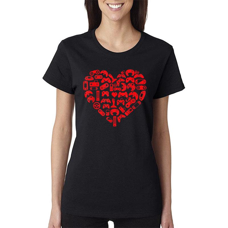 Gamer Video Games Heart Valentines Day Lover Men Women T-Shirt