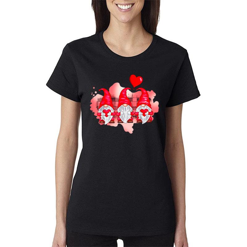 Gnome Valentine Day Gnome With Hearts Happy Valentines Day Women T-Shirt