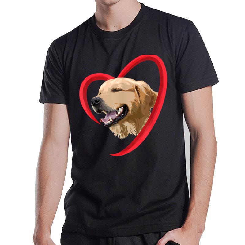 Golden Retriever Heart Gift For Her Valentine'S Day T-Shirt