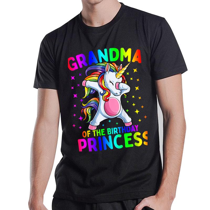 Grandma Of The Birthday Princess Girl Dabbing Unicorn Shirt T-Shirt