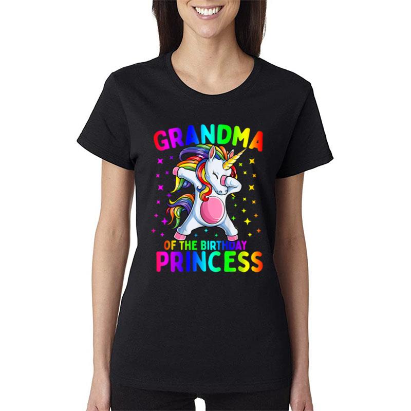 Grandma Of The Birthday Princess Girl Dabbing Unicorn Shirt Women T-Shirt