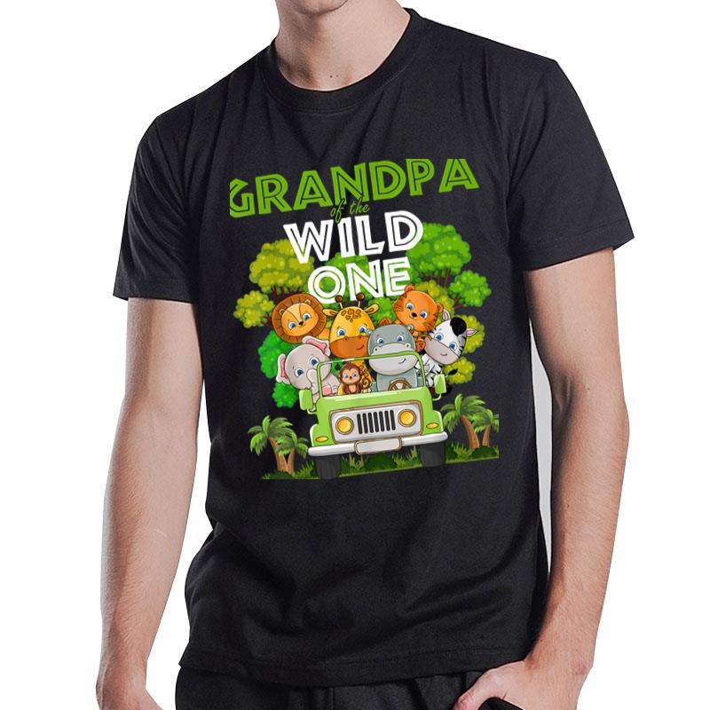 Grandpa Of The Wild One Zoo Truck Birthday Safari Jungle T-Shirt