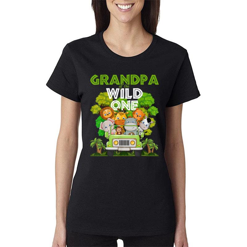 Grandpa Of The Wild One Zoo Truck Birthday Safari Jungle Women T-Shirt