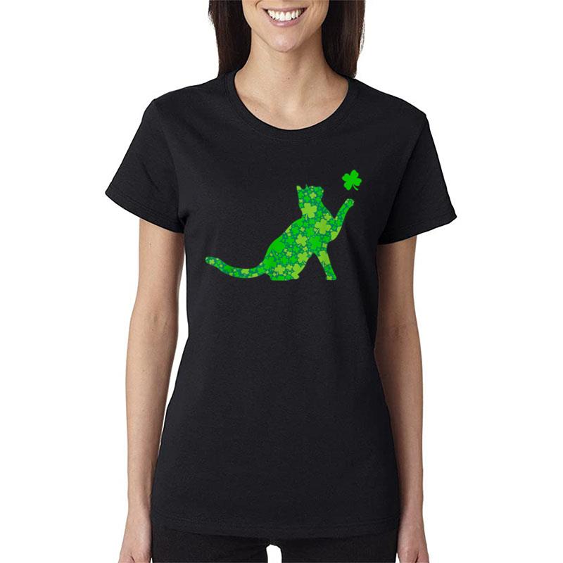 Green Cat Shamrockscat Lover St Patrick'S Day Gifts Women T-Shirt