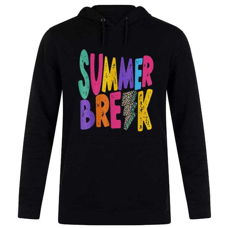Groovy Summer Break Teacher Leopard Lightning Bolt School Women T-Shirt
