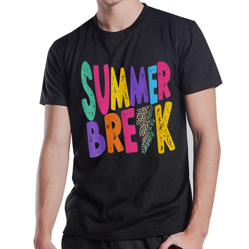 Groovy Summer Break Teacher Leopard Lightning Bolt School T-Shirt
