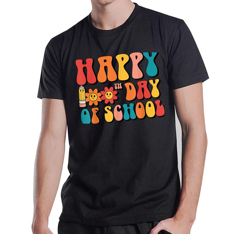 Groovy Teacher 100 Days Of School Student Happy 100Th Day T-Shirt