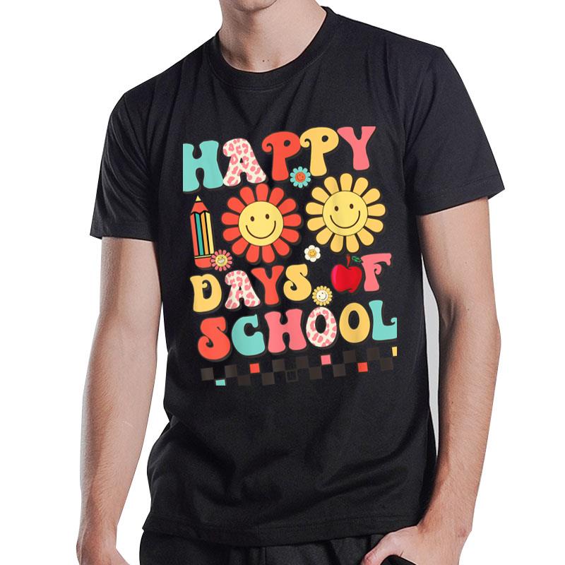 Groovy Teacher Student 100Th Day Of School Happy 100 Days T-Shirt