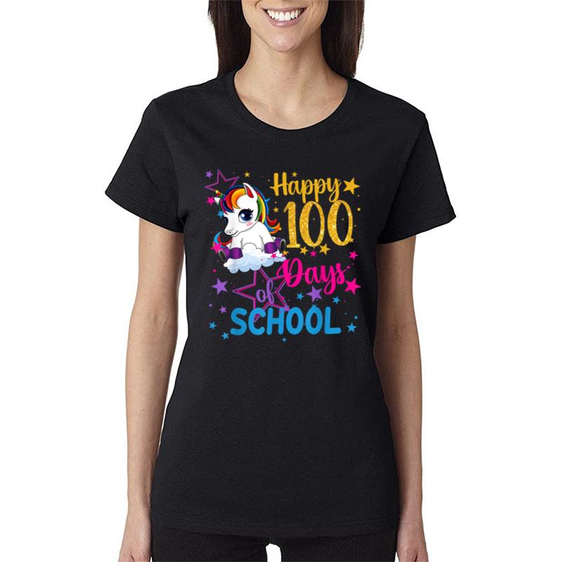 Happy 100 Days Of School Unicorn Women T-Shirt