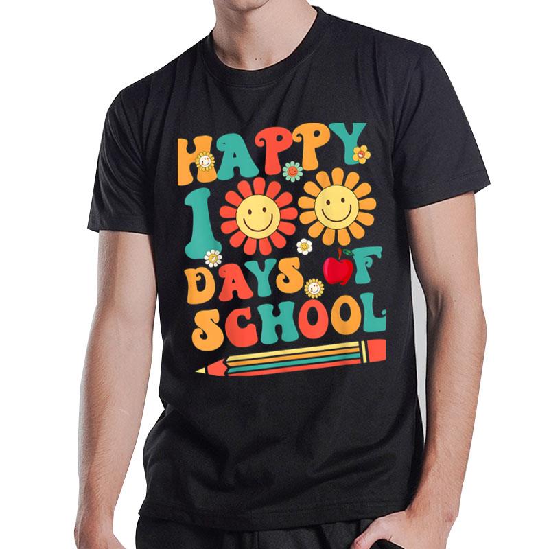 Happy 100Th Day Of School Teacher Groovy 100 Days Smarter T-Shirt